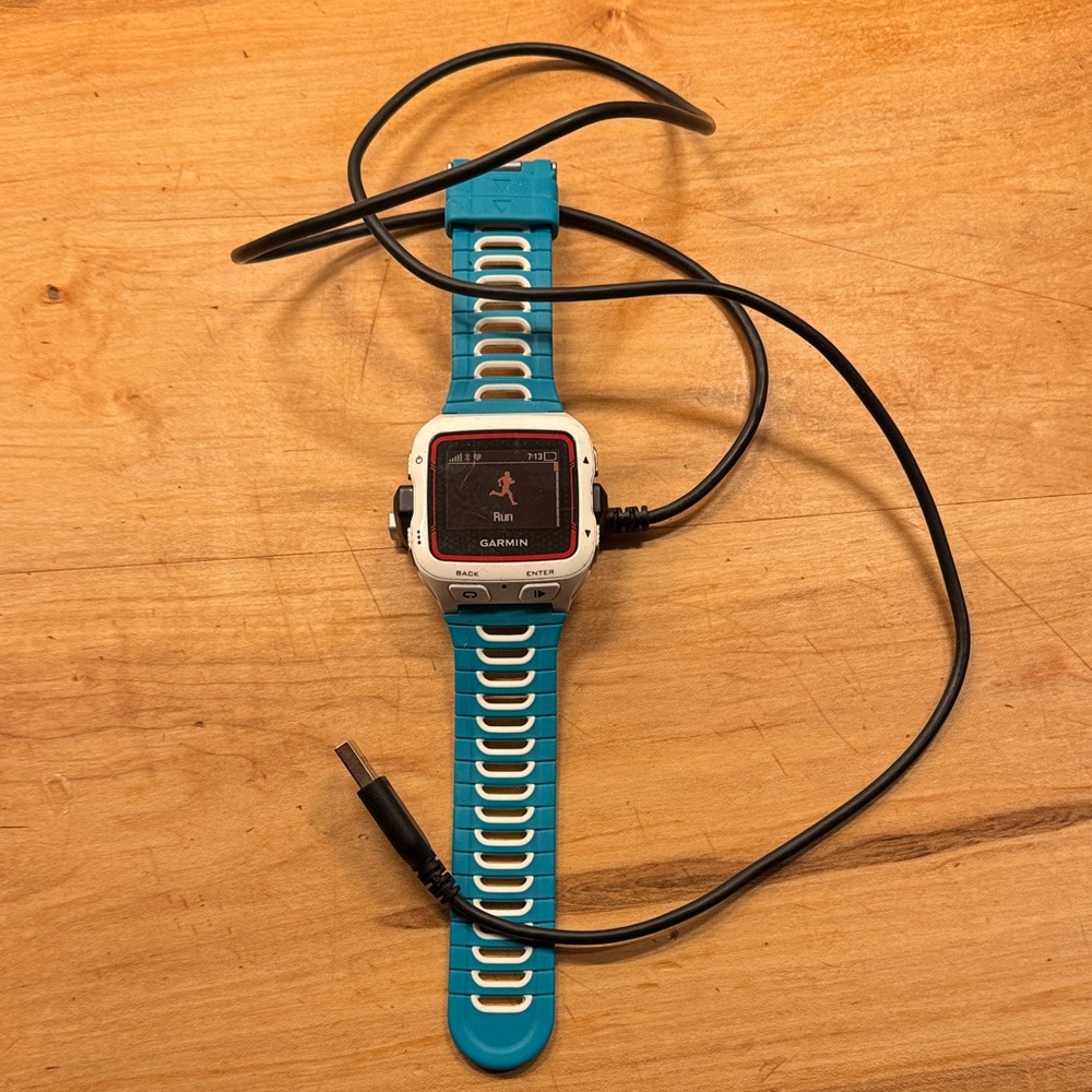 Garmin Teal Smartwatch with Charging Cable